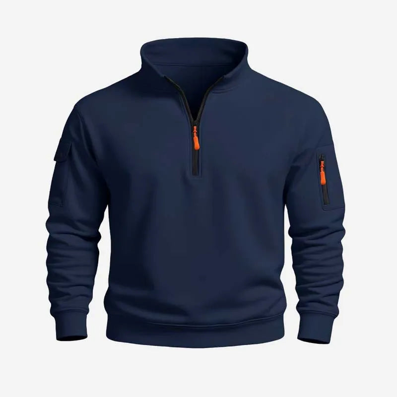 Men's Sweatshirt 2025 Autumn and Winter New Casual Sports Long Sleeved High Neck Half Zipper Windproof Top