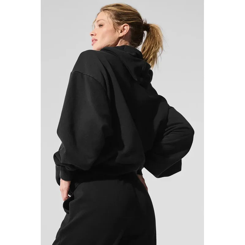 Women Fleece Lined Slim Fit Hoodie Soft Skin-Friendly Lightweight Warm Pullover Casual Hooded Sweatshirt for Daily Wear