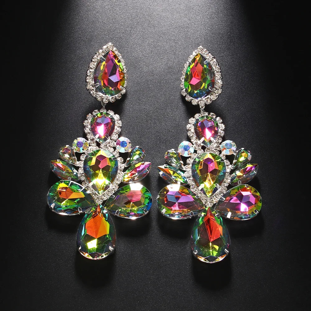 Stonefans Purple Crystal Dangle Earrings for Women Studs Wedding Ear