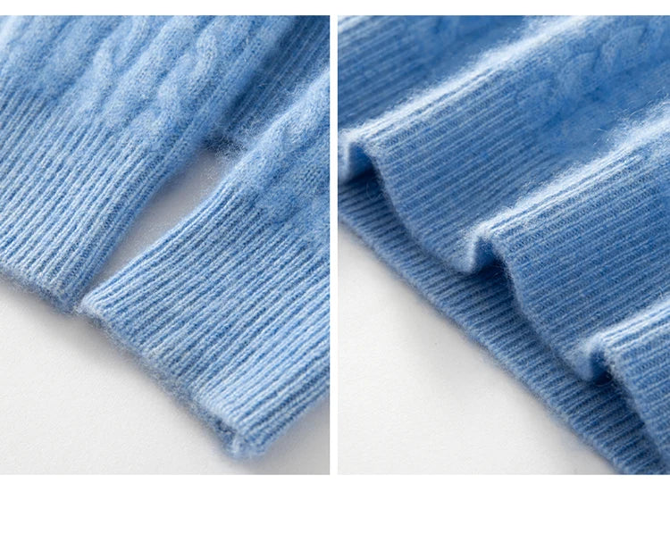 Men's 100% Pure Cashmere Pullover Thickened Warm Zipper Sweater High Collar Loose Top Business Leisure Solid Knitted