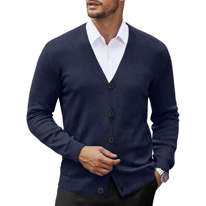 New Men's V Neck Cardigan Sweatcoats Casual Lightweight Button Down Knitted Cardigan Sweater Outdoor Streetwear