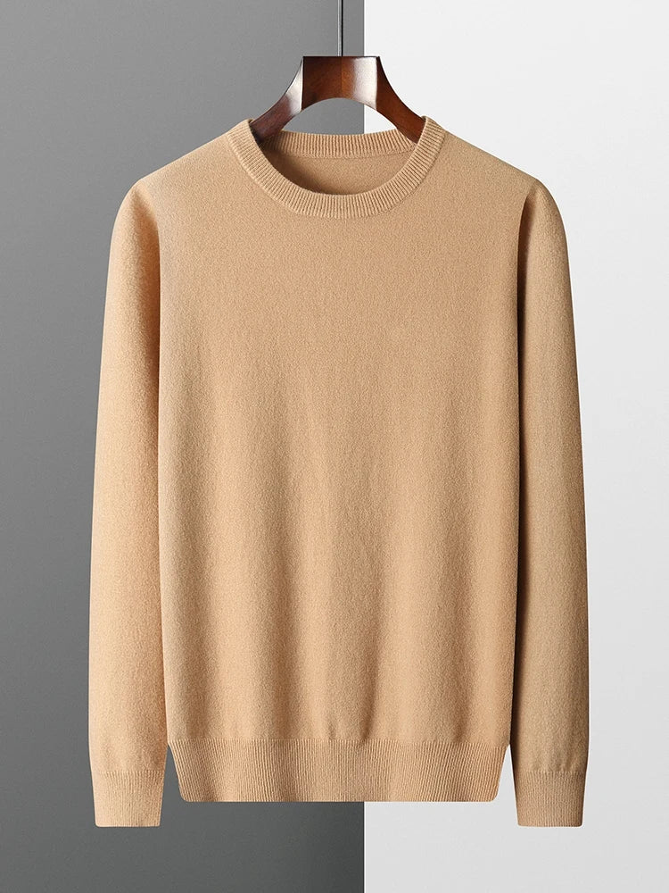 Men's 100% Merino Wool Crew Neck Sweater – Lightweight Basic
