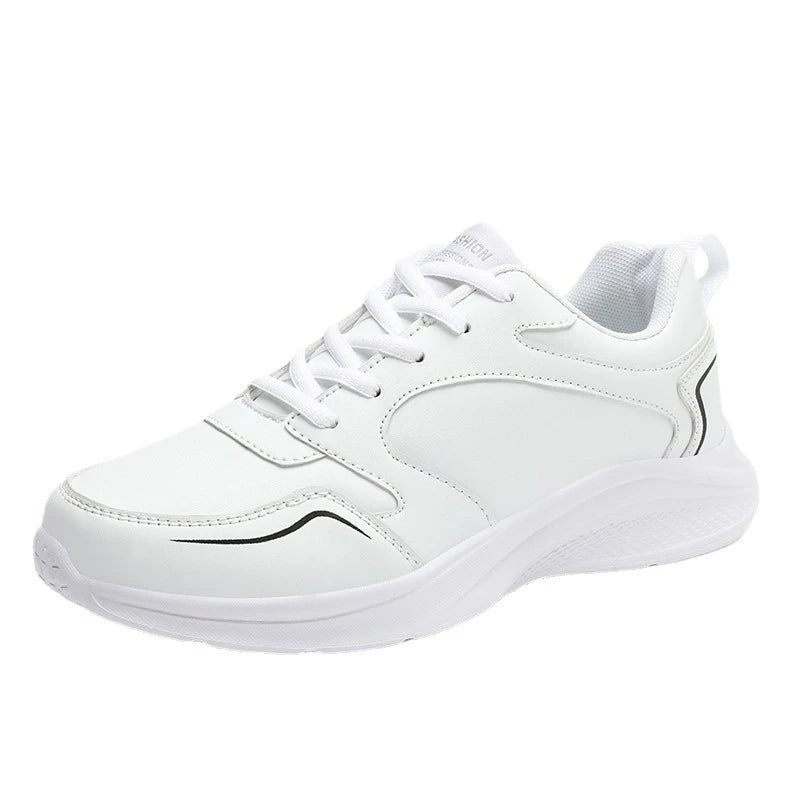 Autumn and Winter Leather Outdoor Running Shoes for Women Flat Sports Casual Shoes for Women White Shoes Large Size Travel