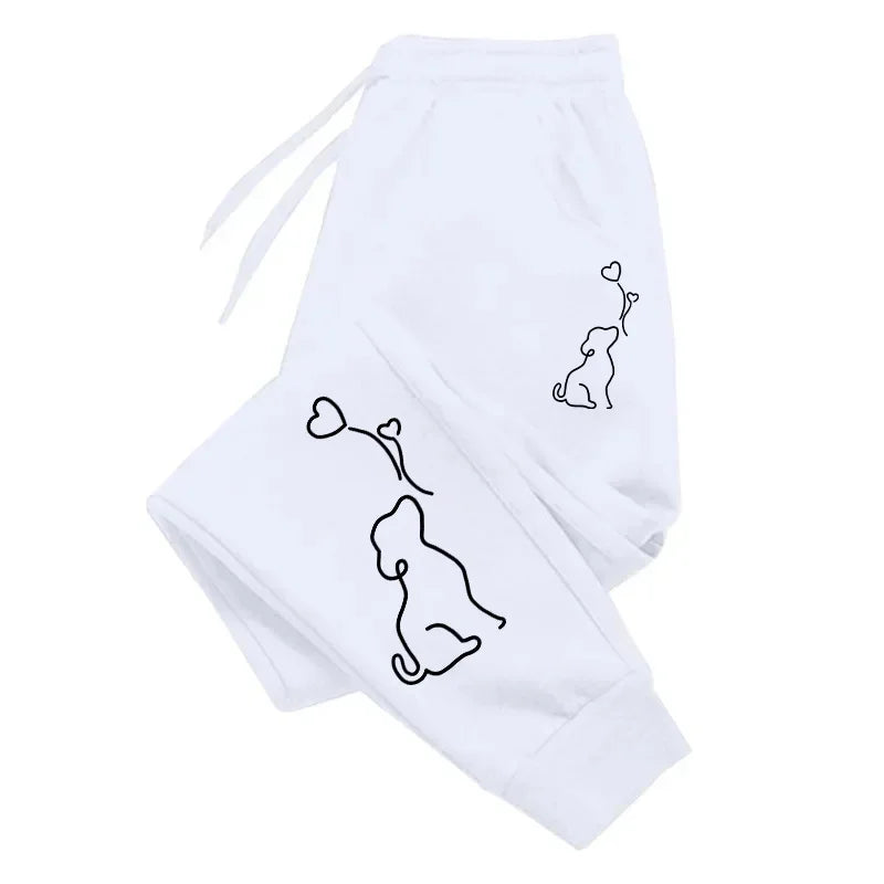 2026 Women's Sweatpants with Cute Dog Printing - Casual Daily Outdoor Sports Jogging Trousers - Soft Streetwear Pants