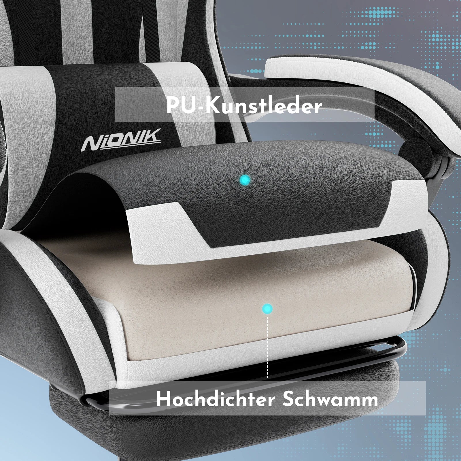 Gaming Chair with Massage Ergonomic Desk Chair Footrest Headrest Rotatable Chair for Office and Gamers