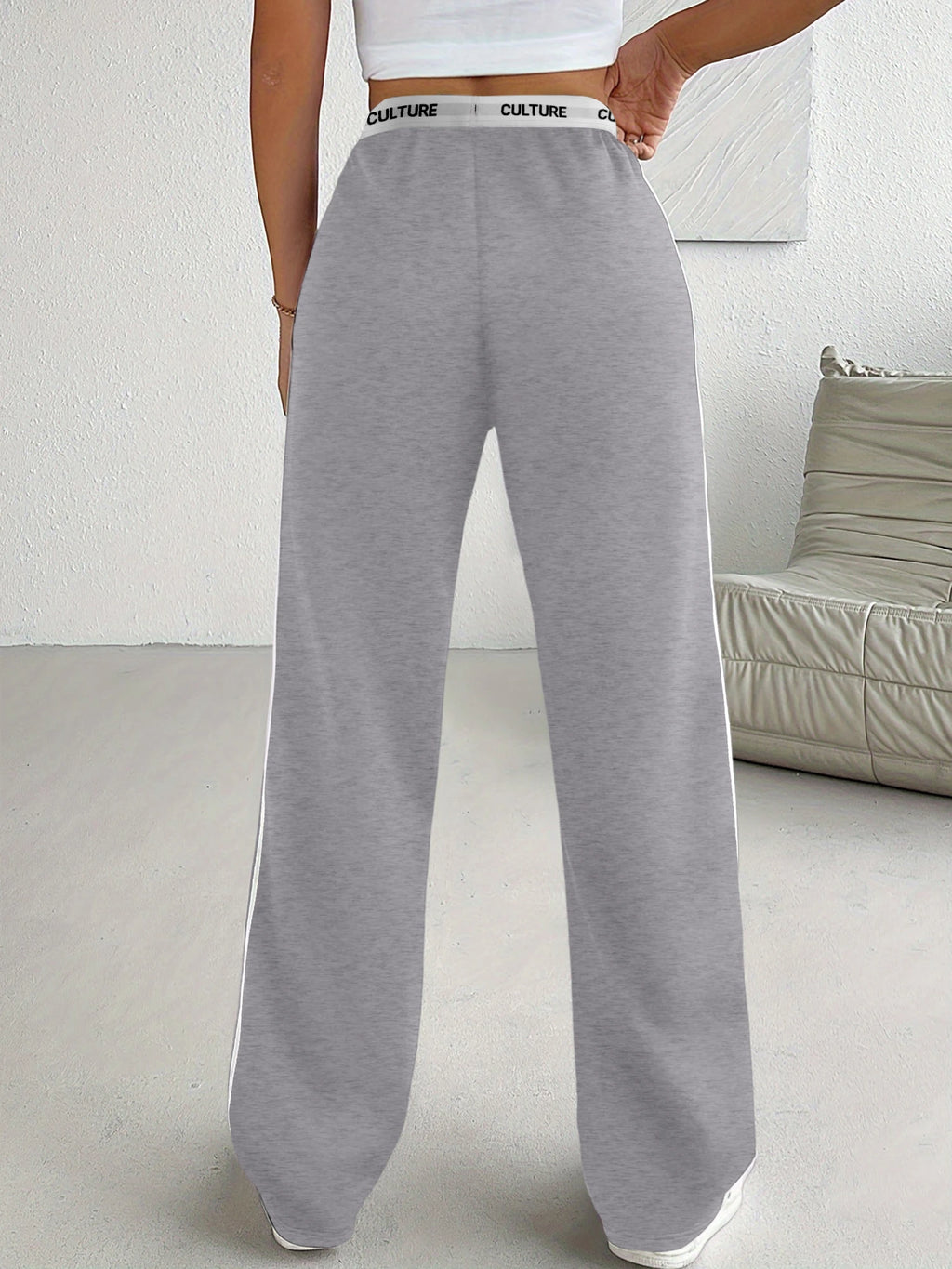2026 Trendy Parachute Pants for Women - Oversized Loose Fit Trousers with Contrast Waistband and Double Stripes for Casual Streetwear