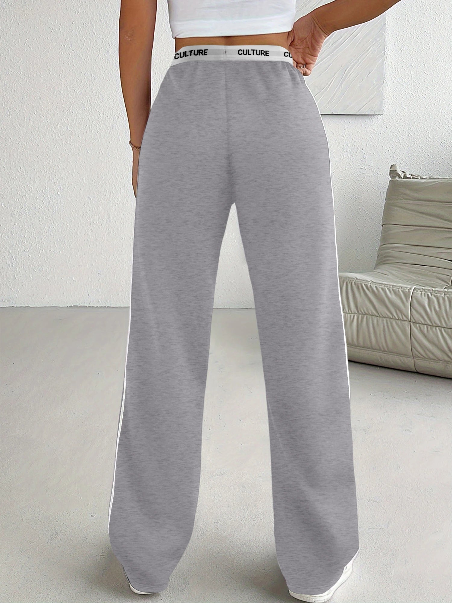 2026 Trendy Parachute Pants for Women - Oversized Loose Fit Trousers with Contrast Waistband and Double Stripes for Casual Streetwear