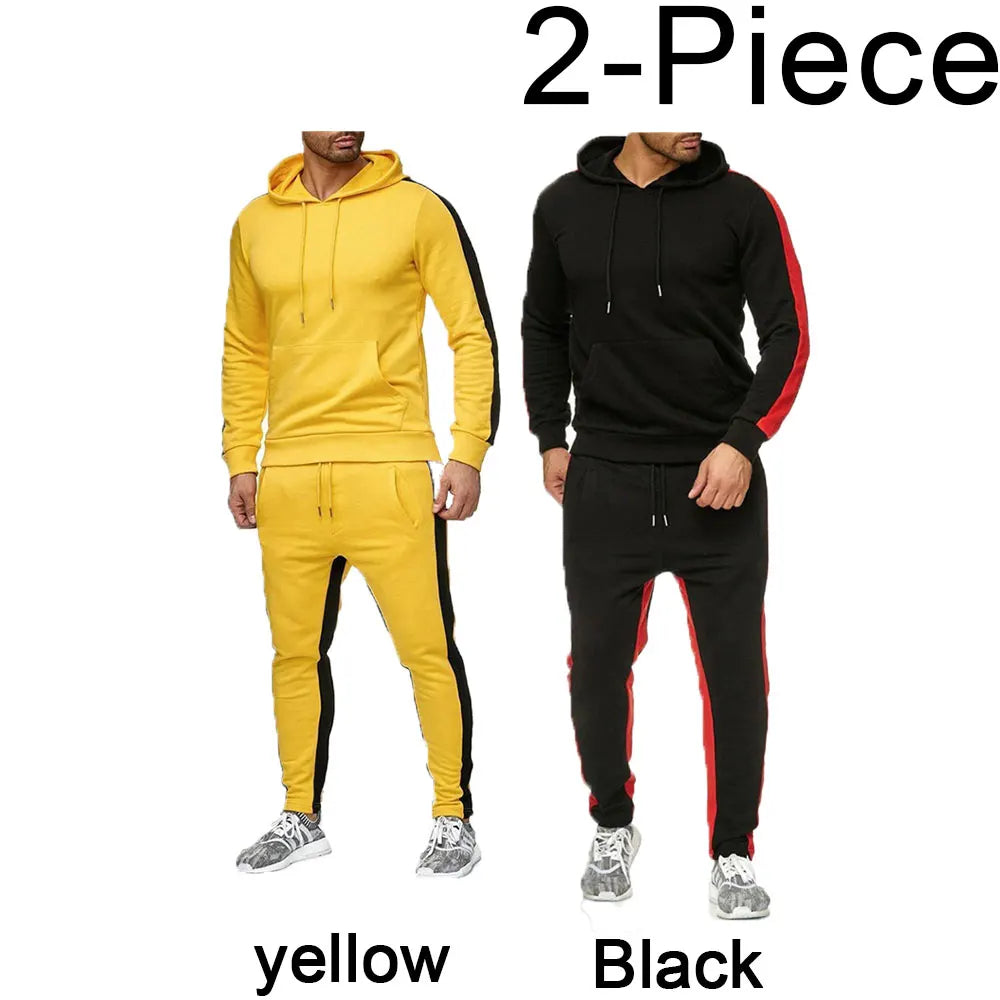 Men's 2 Piece Color Block Tracksuit Sweatsuit with Stripes - Casual Winter Long Sleeve Warm Moisture Wicking Breathable Sportswear Suit
