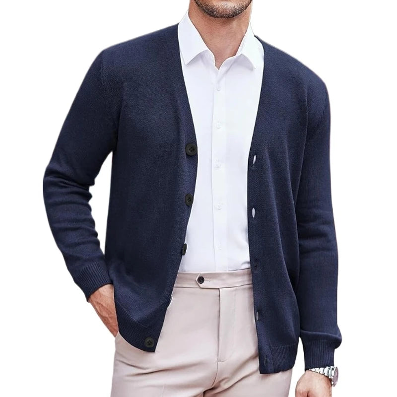 New Men's V Neck Cardigan Sweatcoats Casual Lightweight Button Down Knitted Cardigan Sweater Outdoor Streetwear
