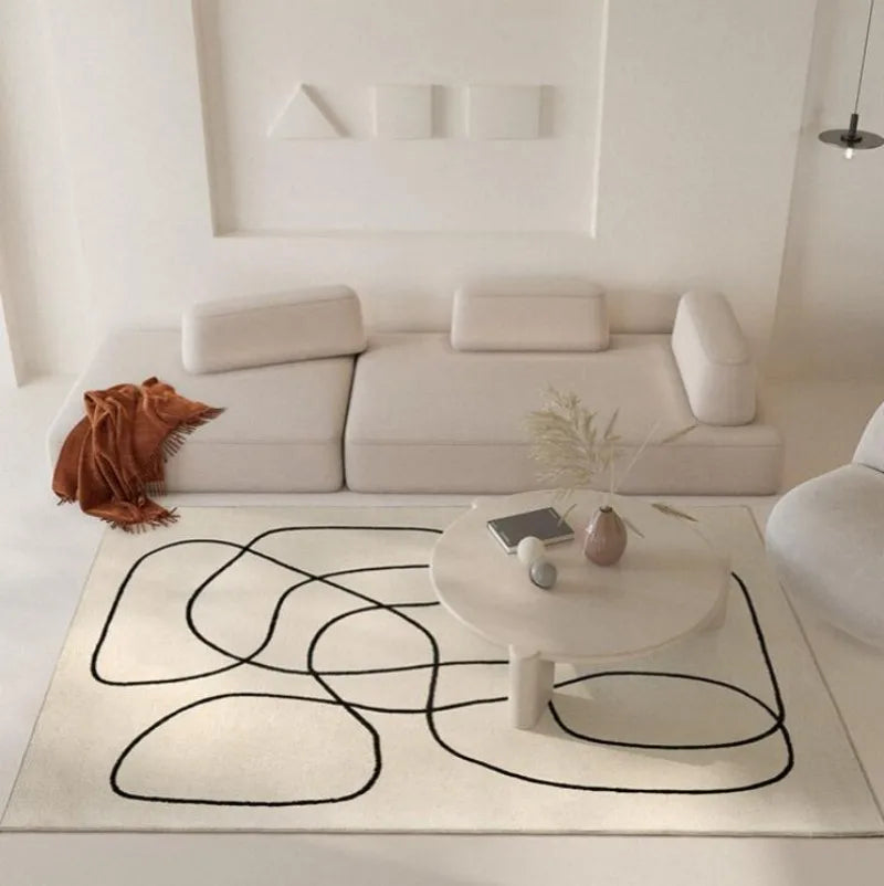 Nordic Style Living Room Decoration Carpet - Large Area Rug for Bedroom, Fluffy Soft Cloakroom Rug, Thickened Anti-skid Mat