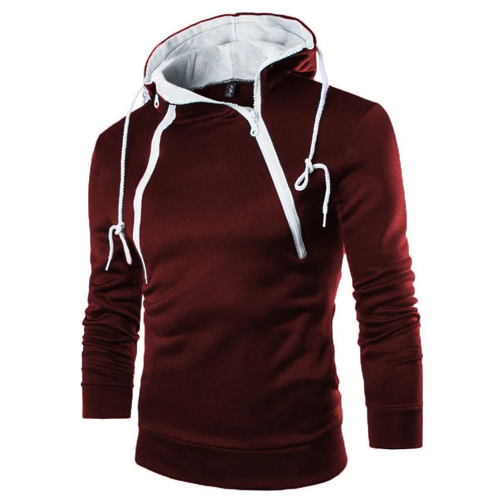 Men's Sweatshirt Zipper Hooded Pullover Hoodies Long Sleeve Sweatshirts for Men High Neck Men's Top Jacket Coat Sweater