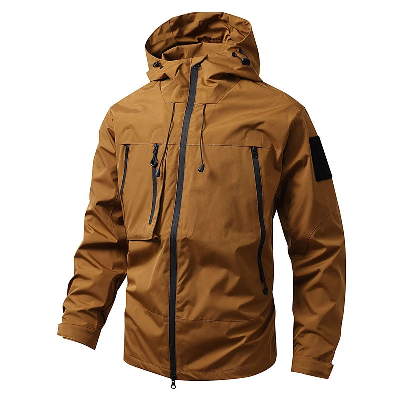 CHRLCK Men's Waterproof Hiking Jacket Caramel Women Windproof Windbreaker Camping Cycling Trekking Fishing Outdoor Jackets