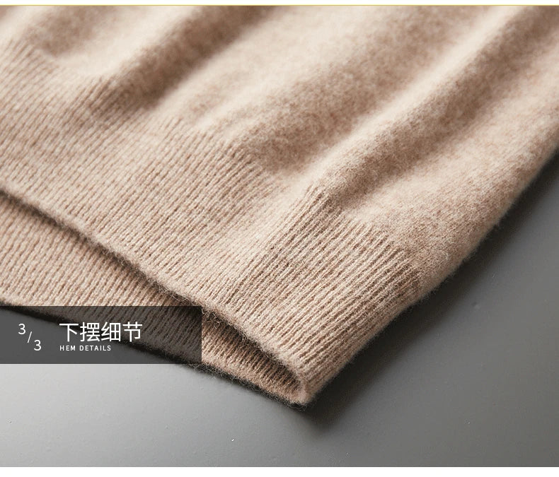 100% Pure Wool One-Piece Ready-to-wear Men's High Lapel Pullover Autumn and Winter Basic Knitted Versatile Sweater Casual Large