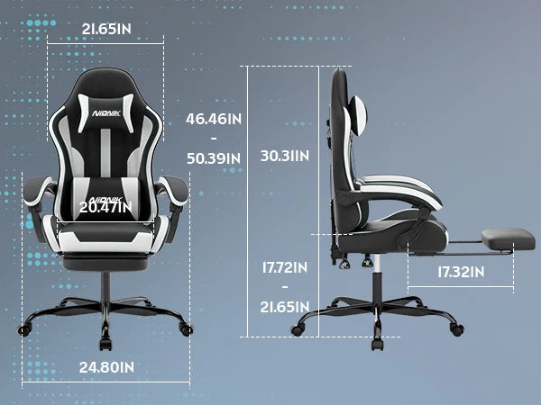 Gaming Chair with Massage Ergonomic Desk Chair Footrest Headrest Rotatable Chair for Office and Gamers