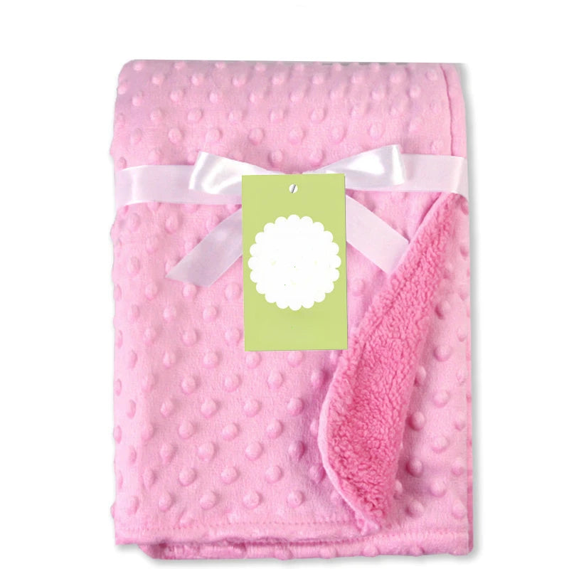 Baby Blanket & Swaddling Newborn Thermal Soft Fleece Blanket Winter Solid Bedding Set Cottons Quilt Infants Bedding Swaddle Wrap