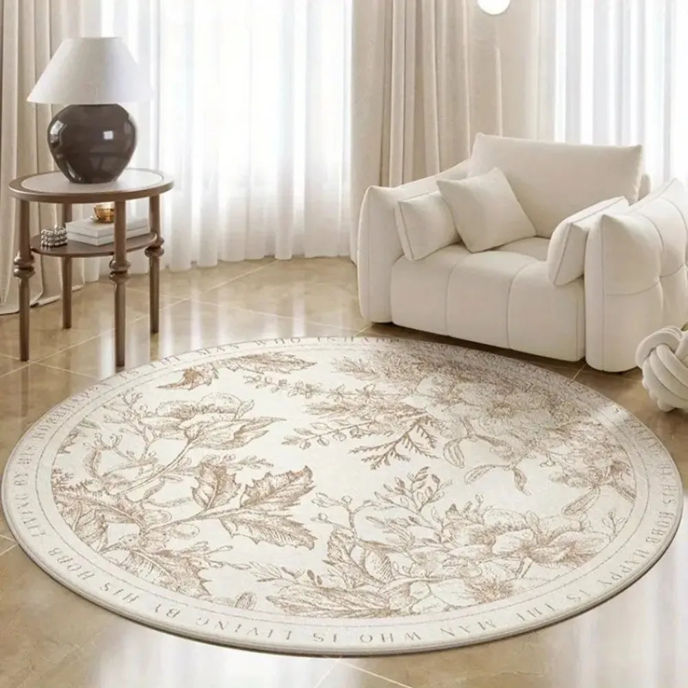 Round Plush Rug – Soft Anti-Slip Floor Mat for Living Room, Bedroom, Kids’ Room & Chair Area