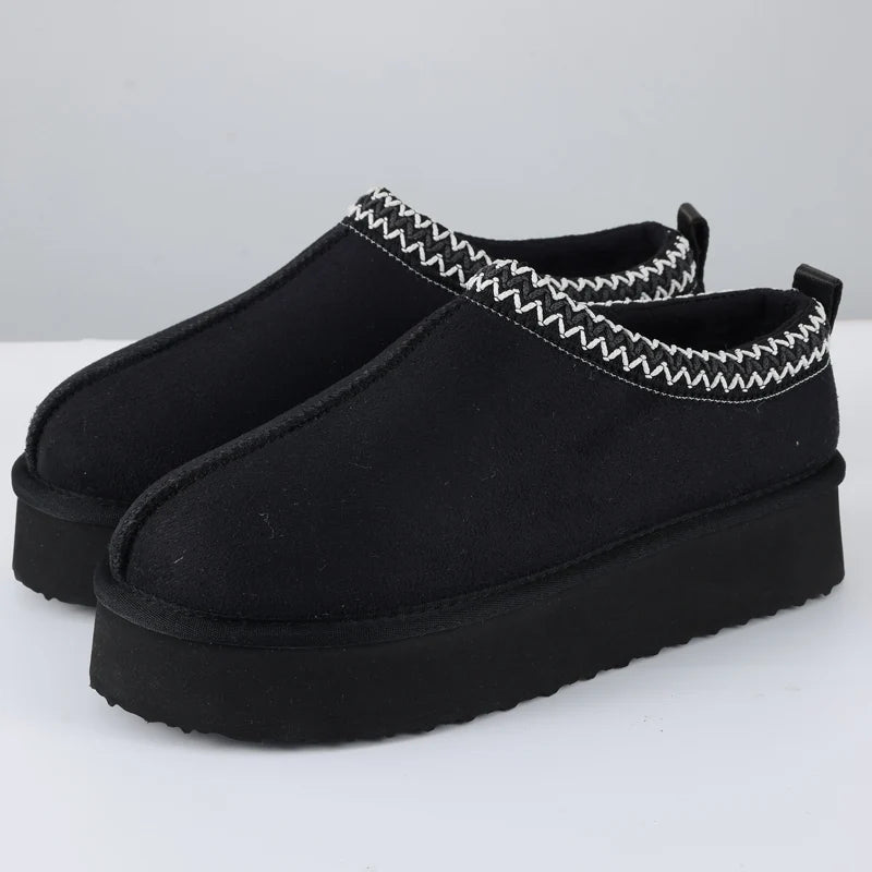 Shevalues Thick Sole Plush Snow Boots Faux Suede Snow Boots For Women Warm Fuzzy Comfy Home Shoe Indoor Outdoor Women Snow Boots