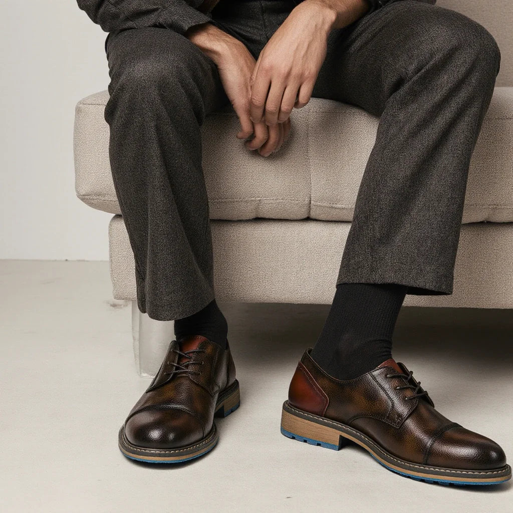 Retro Men's Derby Shoes Casual Fashion Leather Shoes
