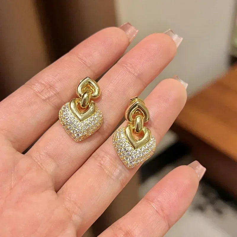 Elegant Glossy Heart-shaped Earrings