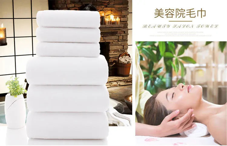 5Pcs White Towel 120g Thickened High Quality 32 Strands Cotton White Hotel Towel 35 * 75cm High Quality High End