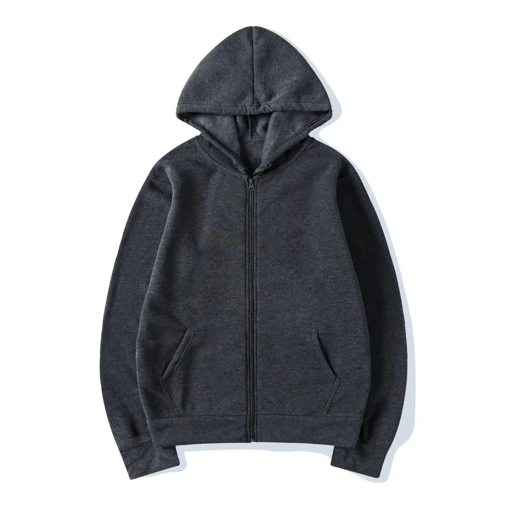 Casual Fashion Black Gray Blue Zip Hip Hop Sportswear Sweatshirt