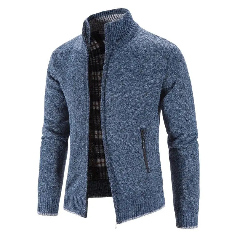 Men's Cardigan Sweater Jackets Winter Thick Warm Stand Collar Knitted Zipper Casual Cardigan Men Daily Solid Color Sweatercoat