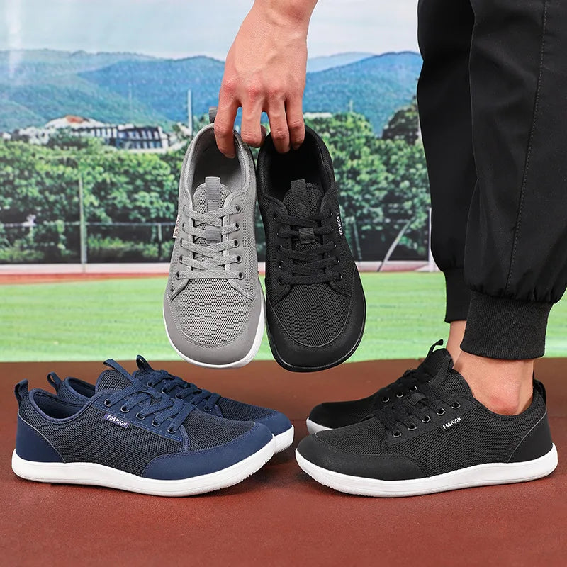 Men's Wide Barefoot Shoes New Fashion Outdoor Running Sneakers Minimalist Large Trendy Mesh Casual Walking Shoes Hot Selling