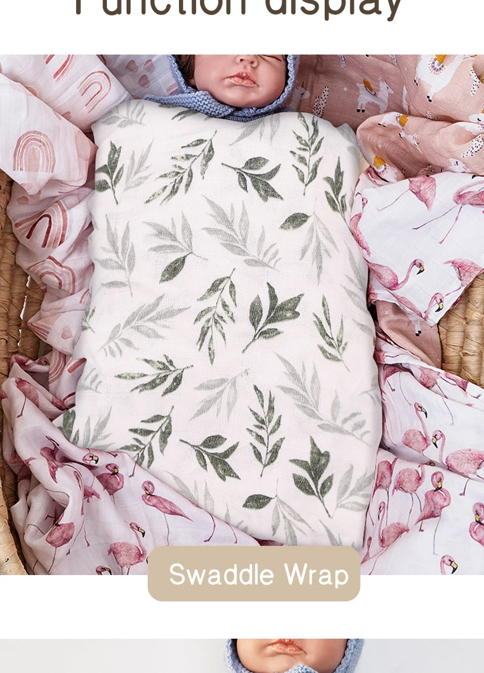 Kangobaby #My Soft Life# 3pcs Set Breathable Baby Muslin Cotton Swaddle Blanket Newborn Bath Towel 120x110cm