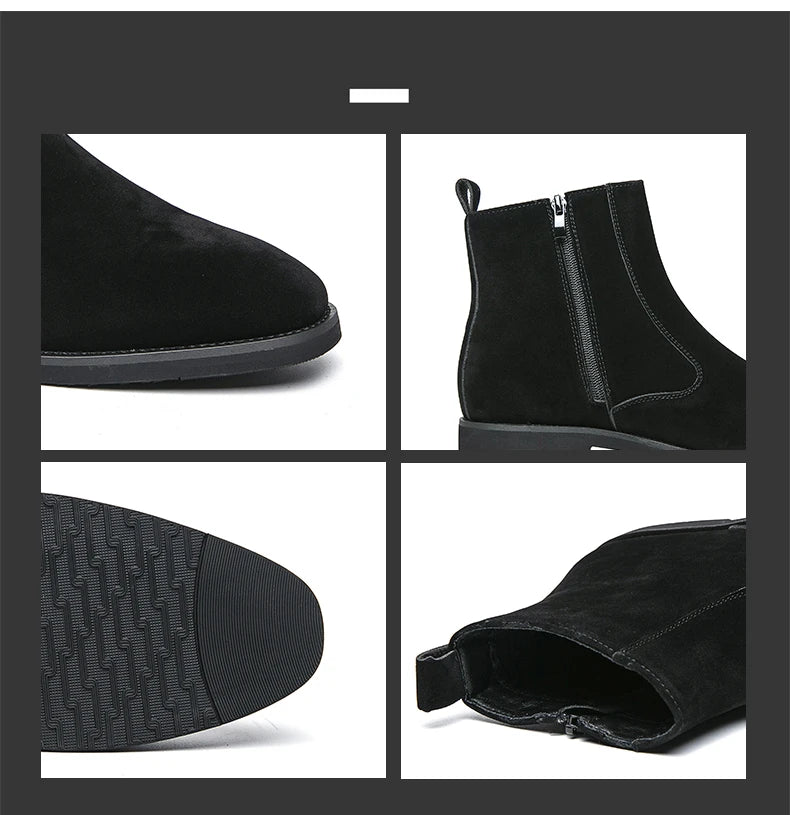 New Arrival Nubuck Suede Leather Boots Men High Top Trend Retro Boots Personality Fashion Mens Casual Chelsea Winter Ankle Boots