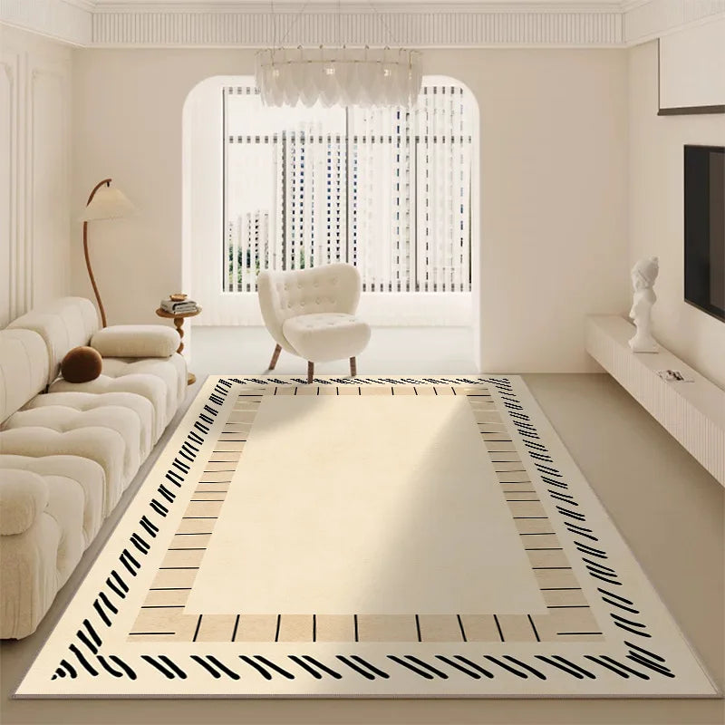 Luxury Minimalist Living Room Carpet Cream Color Large Area Rug for Sofa Bedroom Home Decor