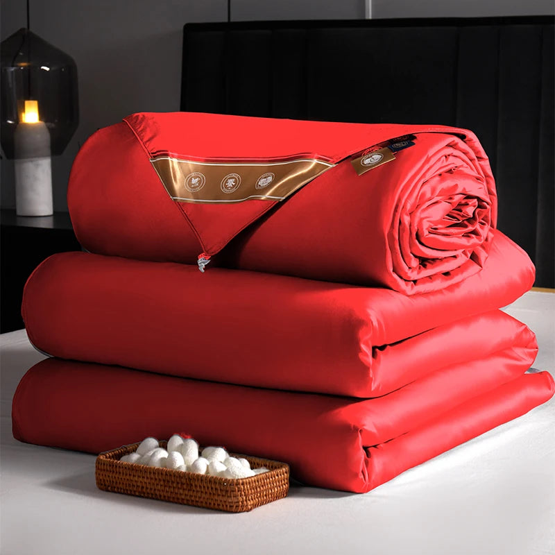 100% Natural Mulberry Silk Comforter With Cotton Shell King Queen Summer Winter Warm Duvet Blanket Single Couple Bedding Quilt
