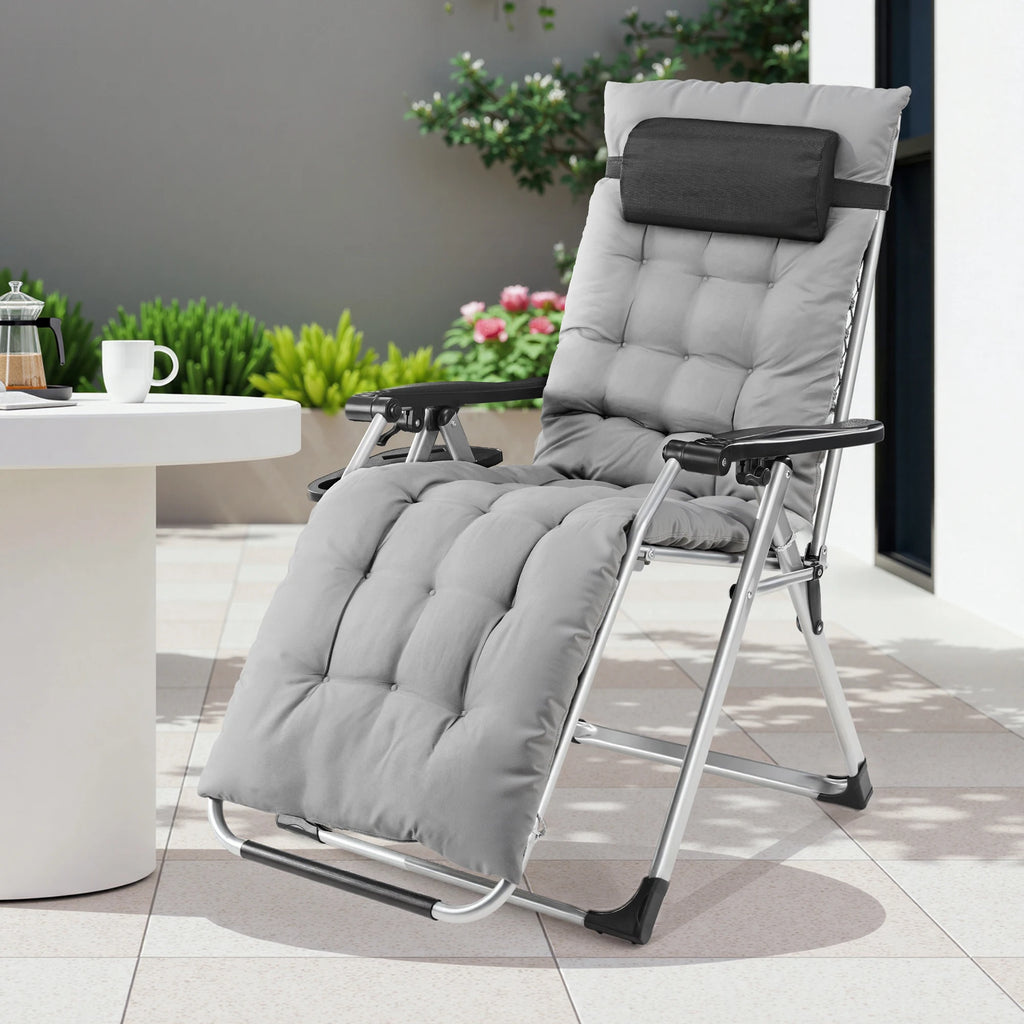 Summer Gravity Recliner - Folding Camping Chair - Patio Lounge  For Outdoor, Garden