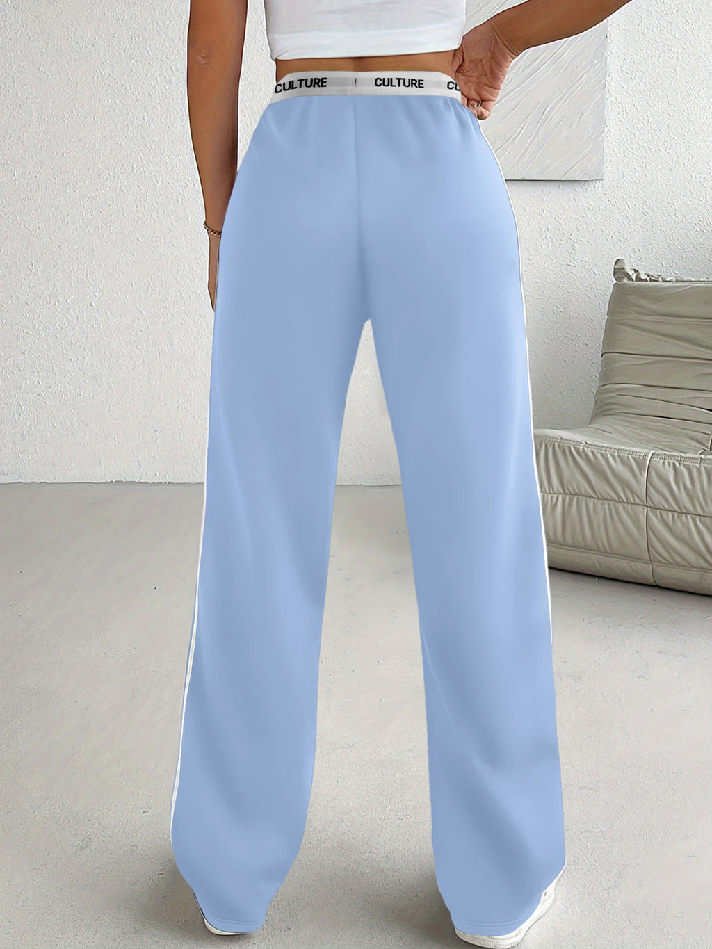 2026 Trendy Parachute Pants for Women - Oversized Loose Fit Trousers with Contrast Waistband and Double Stripes for Casual Streetwear