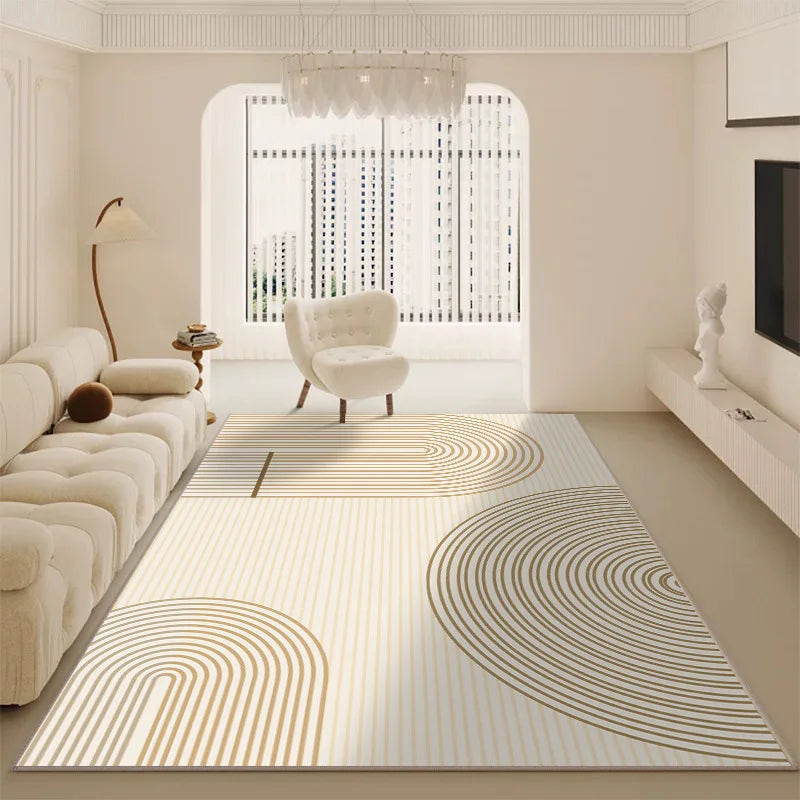 Luxury Minimalist Living Room Carpet Cream Color Large Area Rug for Sofa Bedroom Home Decor