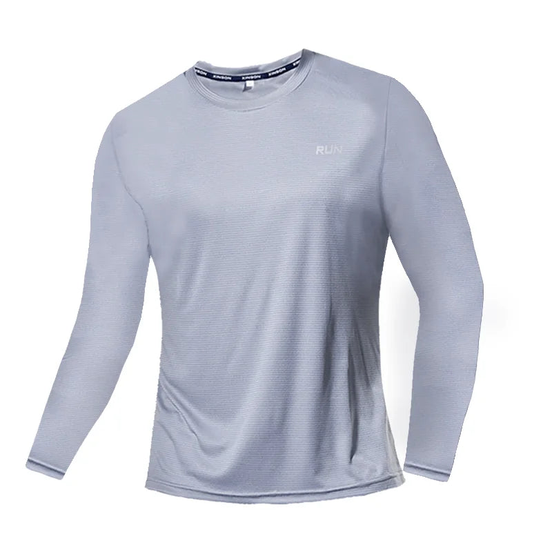Summer Ice Silk Long Sleeve T-Shirt for Men 2023 - New Quick Dry Breathable Outdoor Running Wear with Sun Protection