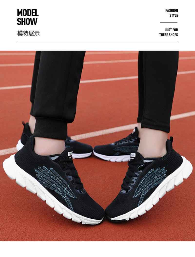 Spring Flying Knitted Breathable Running Shoes Sports Women Casual Shoes Soft Sole Couples Men And Women Small White Shoes