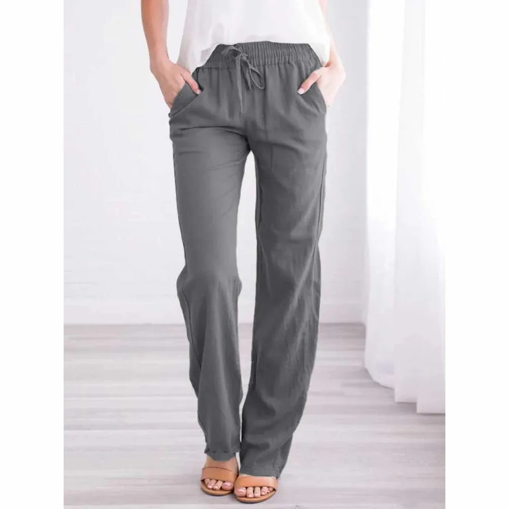 Women Cotton Linen Drawstring Pants