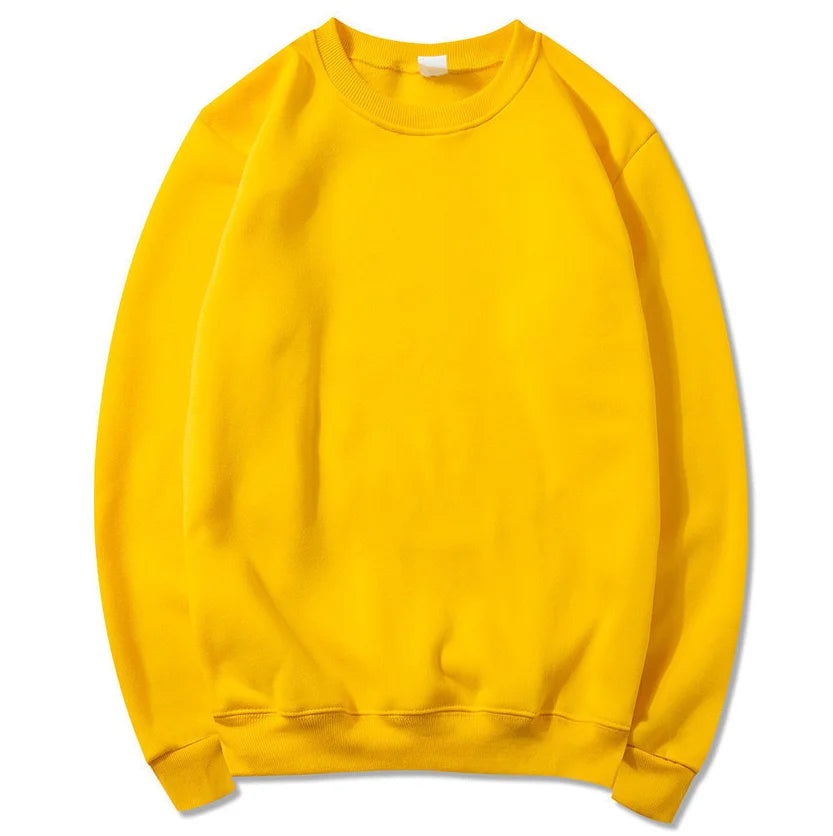 Korean Fashion Men's Round Neck Sweatshirts Autumn Long Sleeves Vacation Pullovers Tops Casual Popular Man Solid Sweatshirts