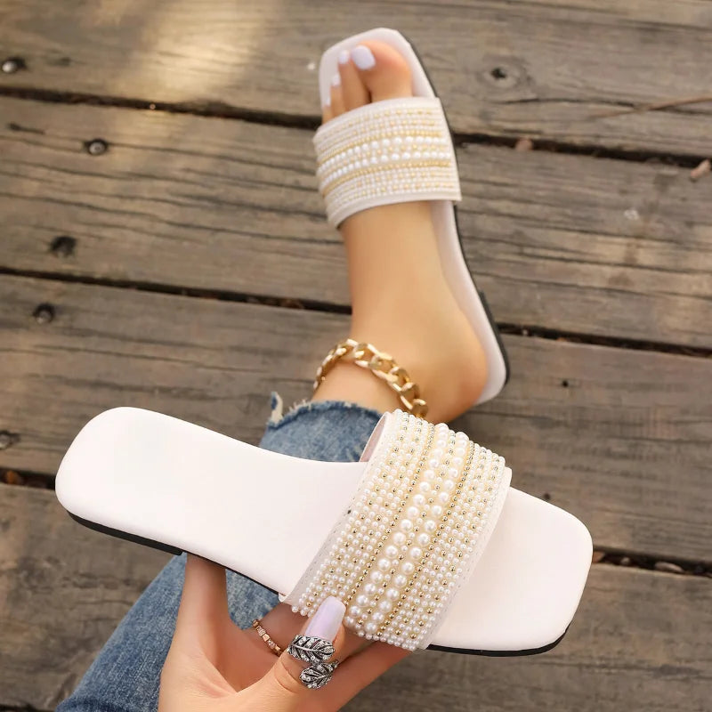 Women Luxury Pearl Slippers