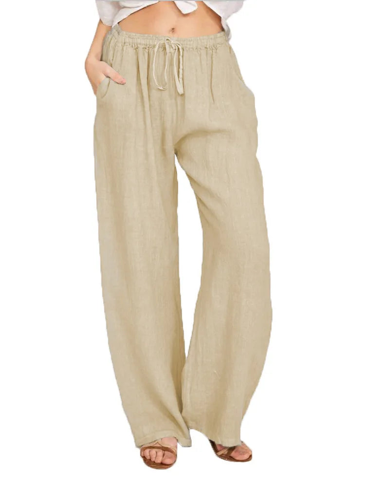 Summer and Autumn New Casual Women's Wear in Europe and America - Large Loose Cotton Hemp Casual Pants