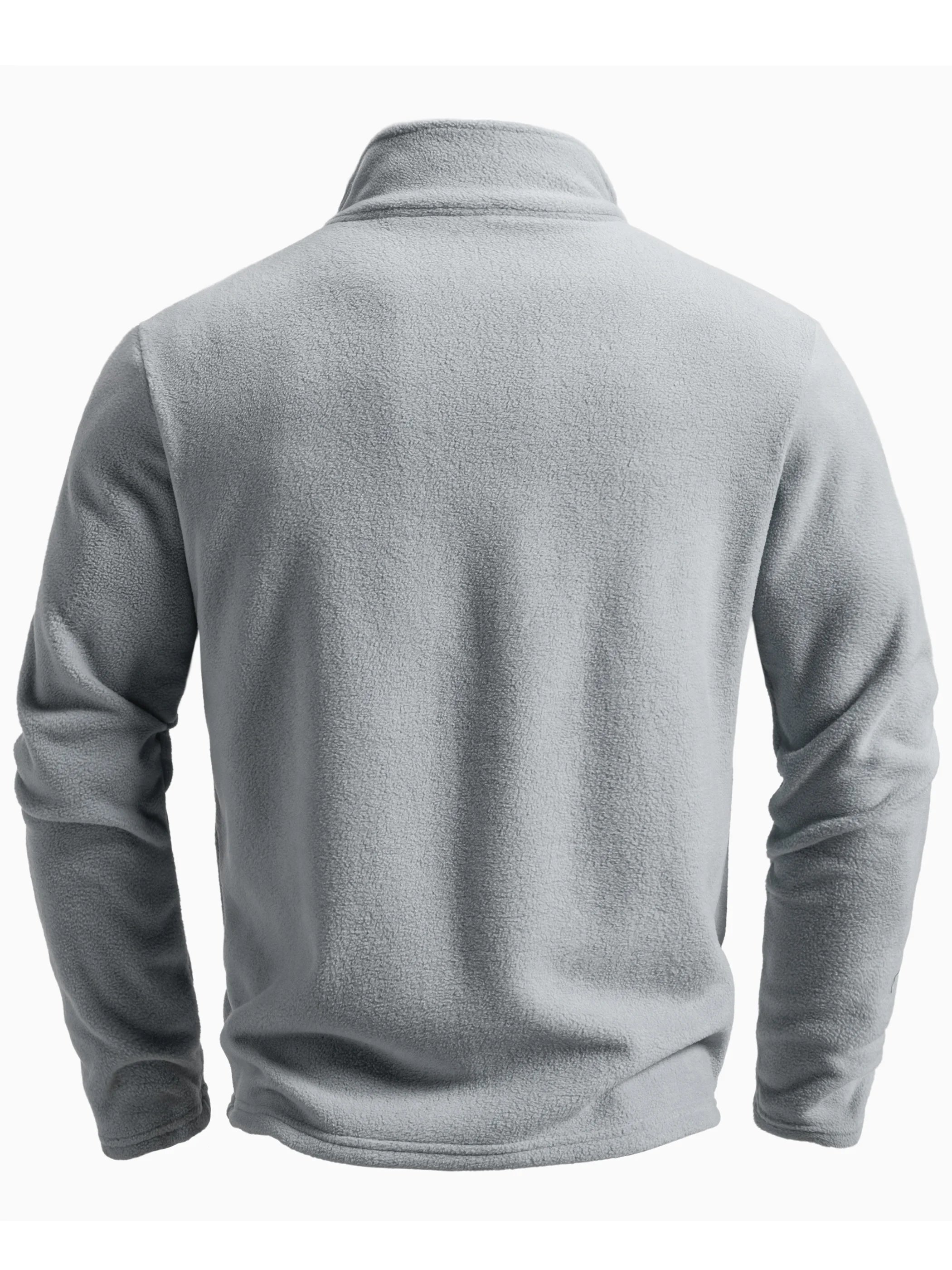 Men's Solid Color Fleece Warm Top - Zip-Up Cardigan for Outdoor Leisure in Spring and Autumn