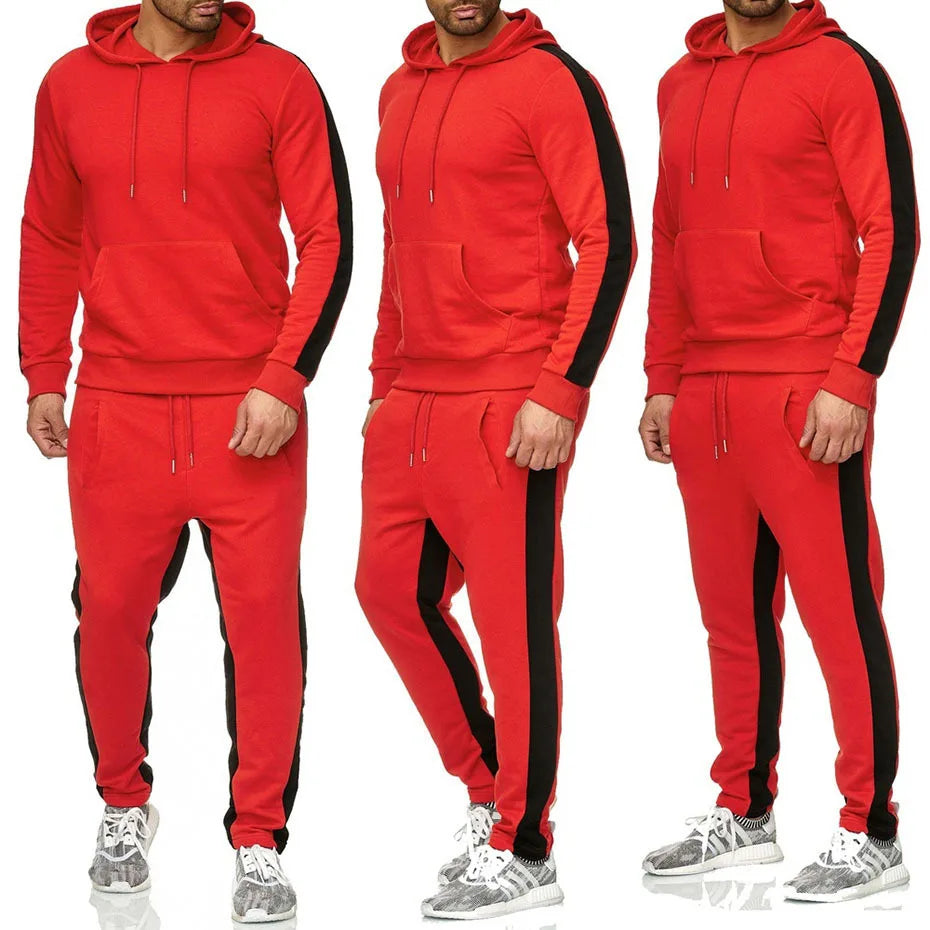 Men's 2 Piece Color Block Tracksuit Sweatsuit with Stripes - Casual Winter Long Sleeve Warm Moisture Wicking Breathable Sportswear Suit