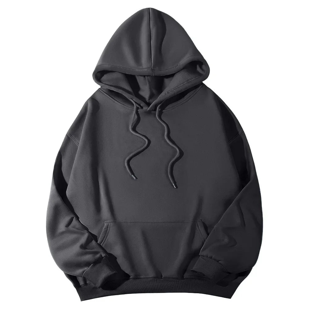 2026 Men's Wide Hooded Sweatshirt - European and American Style, Long Sleeve, Casual Loose Fit