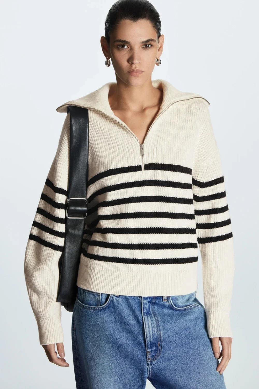 YAZHIMEI Open-Neck Wool Blend Knit Sweater for Women