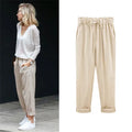 Cotton Linen Pants, Elastic Mid Waist Ankle Length Pant, Casual Women Loose Spring Pants, Female Slacks Size M-5XL 6XL 7XL 8XL