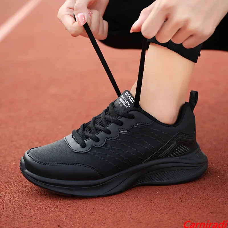 Leather Waterproof Sports Fitness Running Shoes Women Comfort Flat Big Size 35-42 Casual Sneakers Ladies Non-slip Jogging Shoes