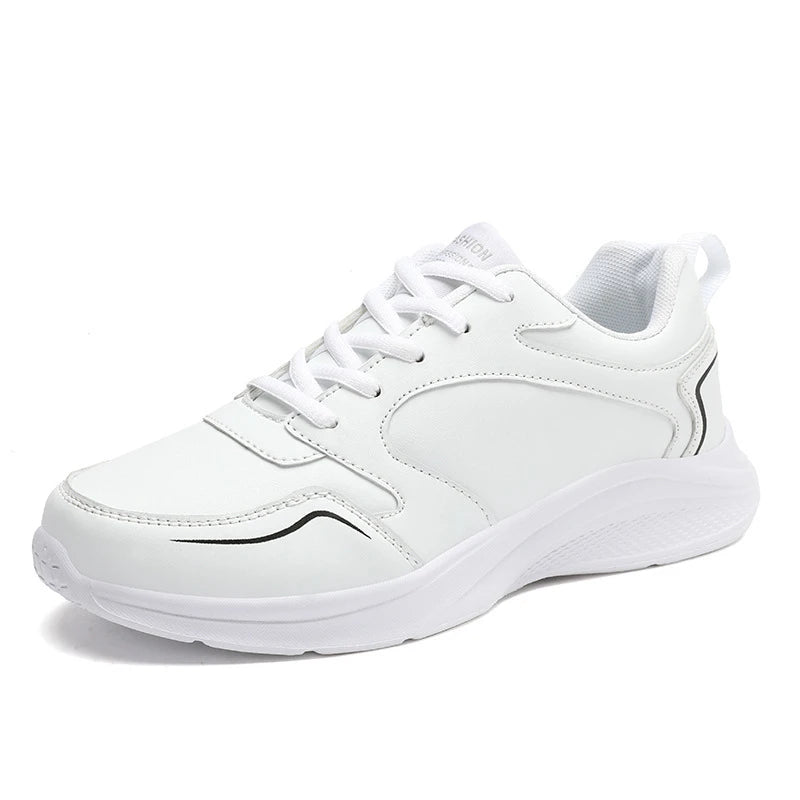 Autumn and Winter Leather Outdoor Running Shoes for Women Flat Sports Casual Shoes for Women White Shoes Large Size Travel