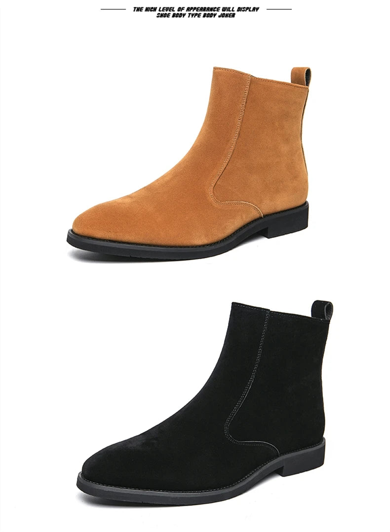 New Arrival Nubuck Suede Leather Boots Men High Top Trend Retro Boots Personality Fashion Mens Casual Chelsea Winter Ankle Boots