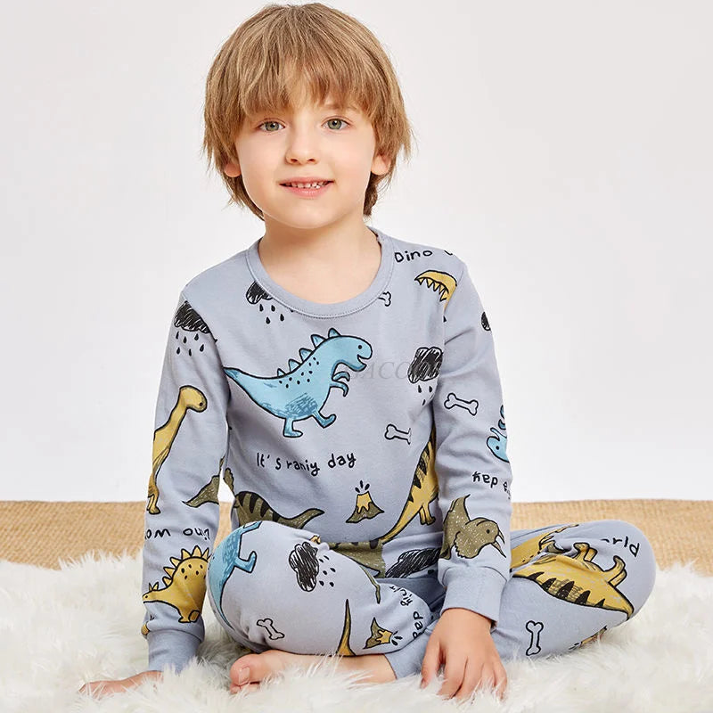 Kids Pajamas for Boys 2 3 4 5 6 7 8 9 10 11 12 13 Years Cotton Sleepwear Sets Dinosaur Pyjamas Green Children Pijamas Clothing