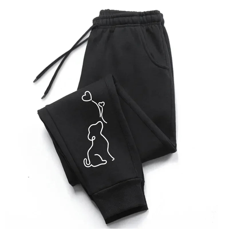2026 Women's Sweatpants with Cute Dog Printing - Casual Daily Outdoor Sports Jogging Trousers - Soft Streetwear Pants